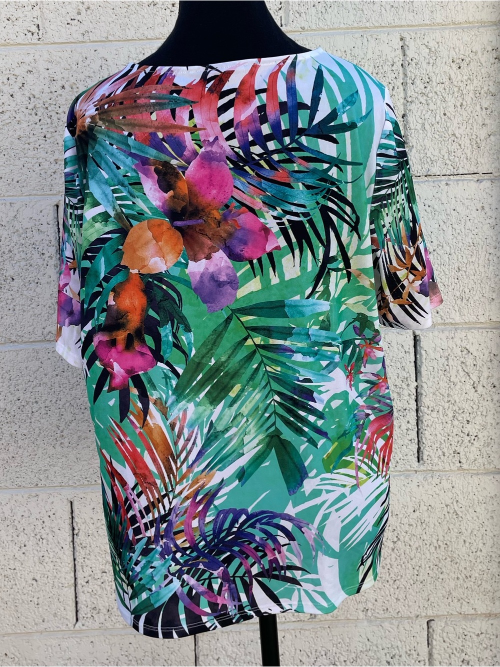 Chico's Tropical Paradise Top Side Tie-Knot Summer Beach Coconutgirl Size 2 EUC - Picture 8 of 11